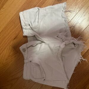 Women's Frayed Hem White Shorts